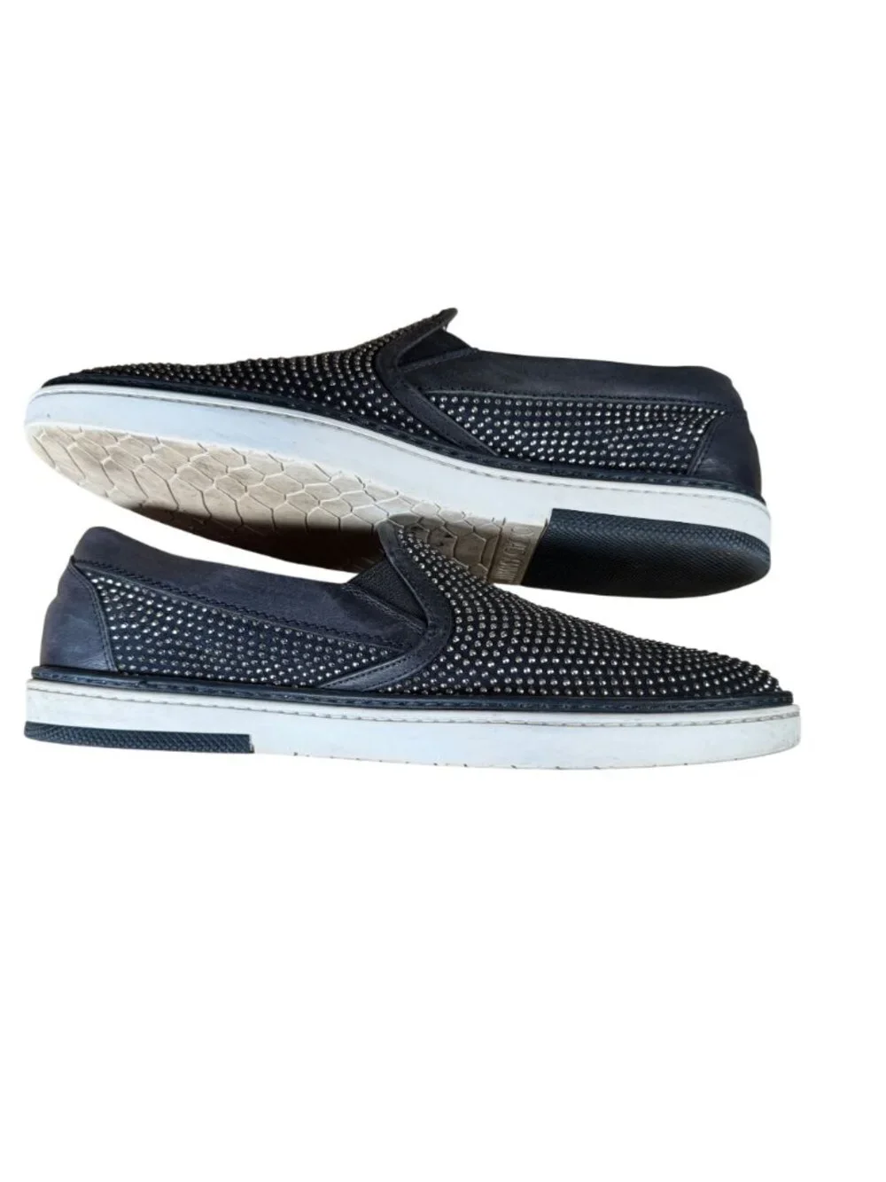 Jimmy Choo Black Micro Studded Demi Slip On Sneakers Size EU 41 US 8.5
